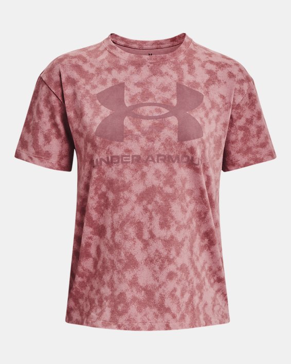 T-shirt épais à manches courtes imprimé UA Logo pour femme, Pink, pdpMainDesktop image number 4